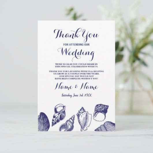 Beach Weddenschap Hartelijk dank Kaart Shells Ocea (Staand voorkant)