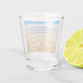 Beach Weddenschap harten in Sand Welcome Shot Glas (Achterkant)
