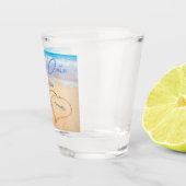 Beach Weddenschap harten in zand, sla de datum op Shot Glas (Rechts)