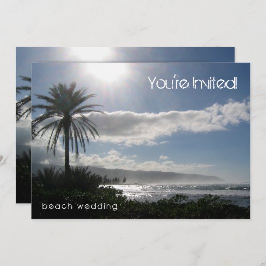 Beach Weddenschap Invitation Palm Tree Kaart (Voorkant / Achterkant)