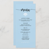 Beach Weddenschap Menu Seashell Seaside Beach Blue (Voorkant / Achterkant)