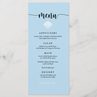 Beach Weddenschap Menu Seashell Seaside Beach Blue