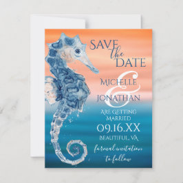 Beach Weddenschap met blauw en koraal Save The Date