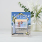 Beach Weddenschap met witte floribunda-rozen Kaart (Staand voorkant)