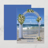 Beach Weddenschap met witte floribunda-rozen Kaart (Voorkant / Achterkant)