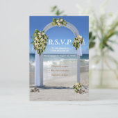 Beach Weddenschap met witte rozen RSVP-kaart RSVP Kaartje (Staand voorkant)