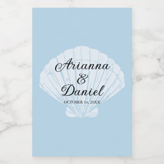 Beach Weddenschap Mini Wine Labels zeestrand Blauw Wijn Etiket (Enkel label)