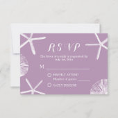 Beach Weddenschap Paarse Starfish & Sand Dollar RS RSVP Kaartje (Voorkant)