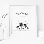 Beach Weddenschap Palm Tree Favors Sign Poster
