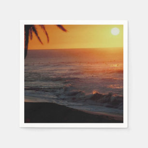 Beach Weddenschap Palm Tree Sunset Paper Napkins Servet