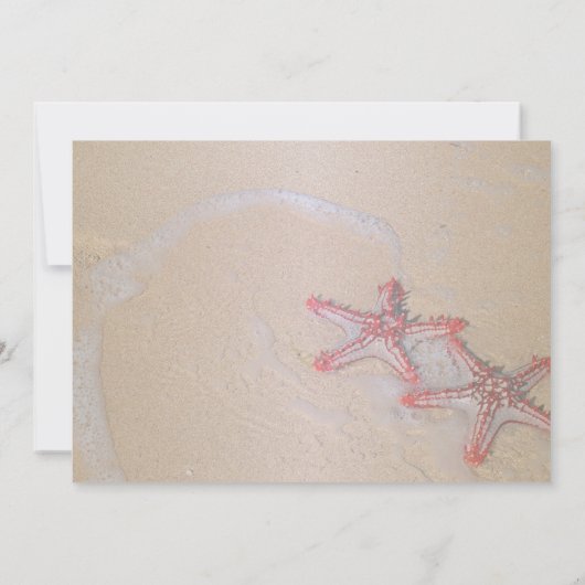 Beach Weddenschap Red Starfish Save the Date (Achterkant)
