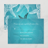 Beach Weddenschap RSVP Starfish Blue Kaartje (Voorkant / Achterkant)
