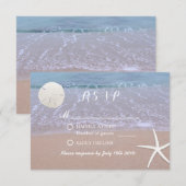 Beach Weddenschap Sand Dollar & Starfish Response RSVP Kaartje (Voorkant / Achterkant)