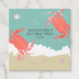 Beach Weddenschap Sand Fish Crabs Waves Bedankjes Labels