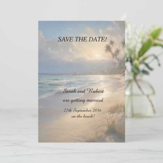 Beach Weddenschap Save the Date (Staand voorkant)
