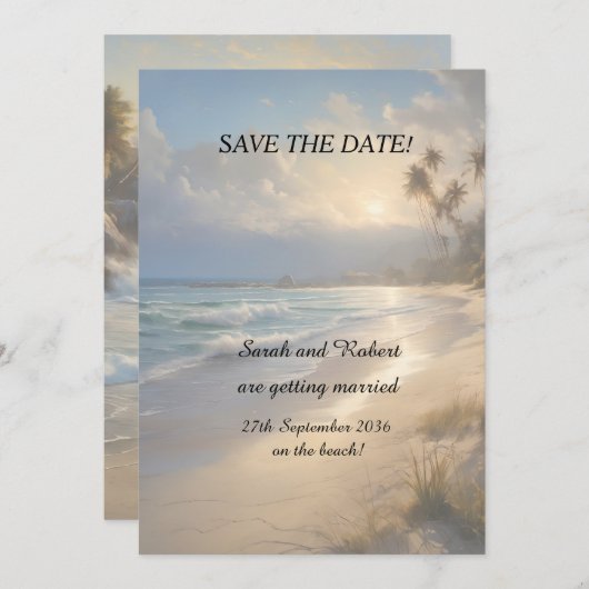 Beach Weddenschap Save the Date (Voorkant / Achterkant)