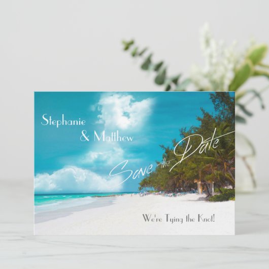 Beach Weddenschap Save the Date (Staand voorkant)