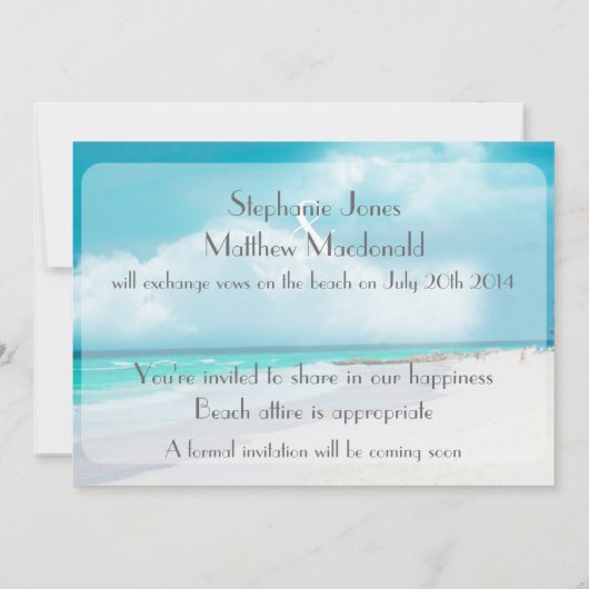 Beach Weddenschap Save the Date (Achterkant)