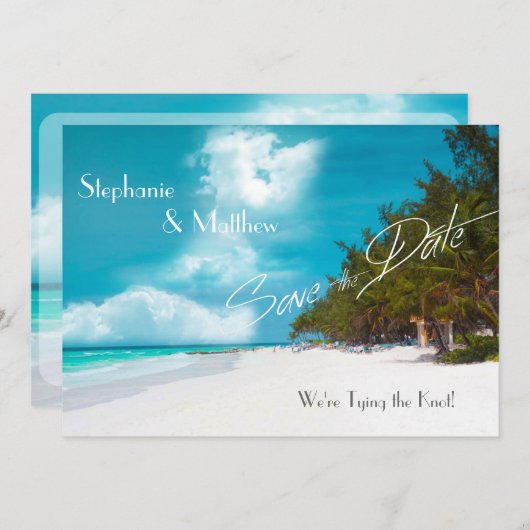 Beach Weddenschap Save the Date (Voorkant / Achterkant)