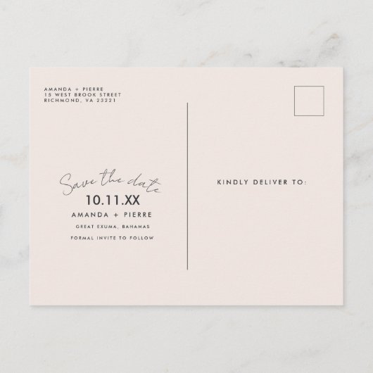 Beach Weddenschap Save the Date Aankondigingskaart (Achterkant)