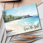 Beach Weddenschap Save the Date Aankondigingskaart<br><div class="desc">Budget-vriendelijke strand bruiloft bewaar de data voor uw bestemming, eiland of strand bruiloft! Deze save the date briefkaart kan worden gebruikt voor de locatie van uw keuze, gewoon de formulering van de sjabloon aanpassen aan uw behoeften. Pas aan met behulp van de sjabloon en voeg je trouwgegevens toe aan de...</div>