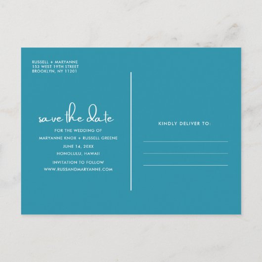 Beach Weddenschap Save the Date Aankondigingskaart (Achterkant)