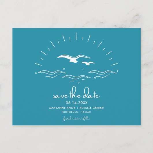 Beach Weddenschap Save the Date Aankondigingskaart (Voorkant)