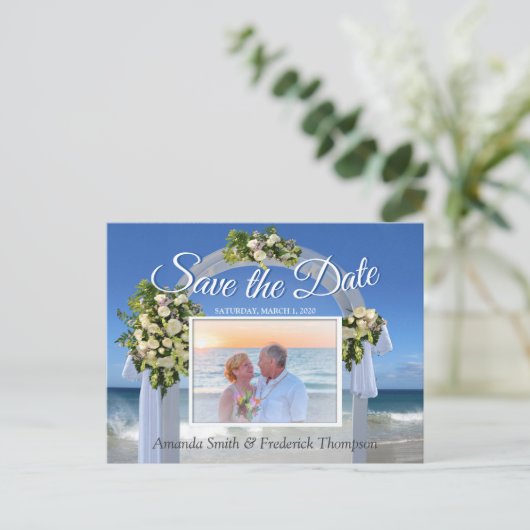Beach Weddenschap Save the Date Aankondigingskaart (Staand voorkant)