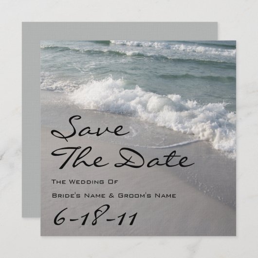 Beach Weddenschap Save the Date - Ocean Waves & Sa (Voorkant / Achterkant)
