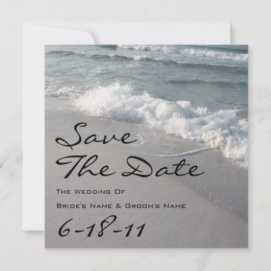 Beach Weddenschap Save the Date - Ocean Waves & Sa (Voorkant)