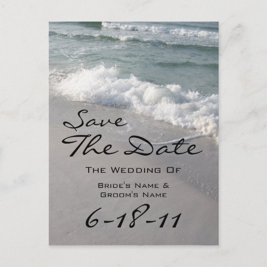 Beach Weddenschap Save the Date - Ocean Waves & Sa Aankondigingskaart (Voorkant)