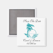 Beach Weddenschap Save the Date Palm Tree Sunset M Magneet (Voorkant / Achterkant)