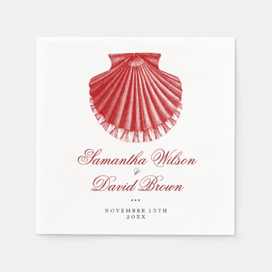 Beach Weddenschap  Scallop Shell Red Servet (Voorkant)