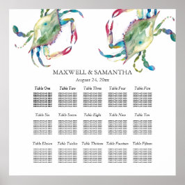Beach Weddenschap SEATING CHART, Blue Crab Poster