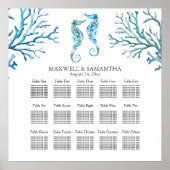 Beach Weddenschap SEATING CHART Seahorse Poster (Voorkant)