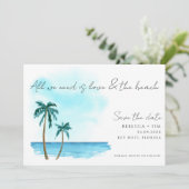 Beach Weddenschap Simple Photo Save the Date (Staand voorkant)