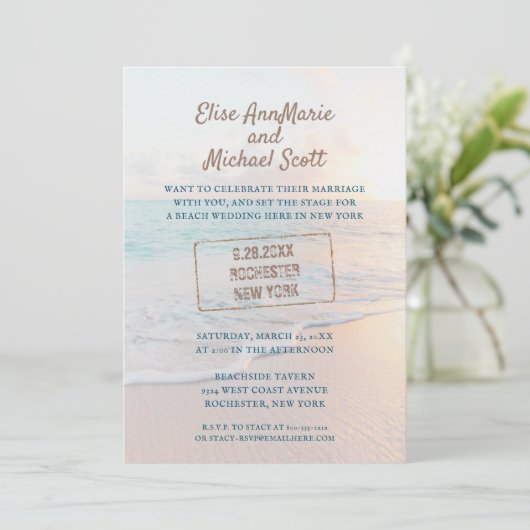Beach Weddenschap Stamp thuis Kaart (Staand voorkant)