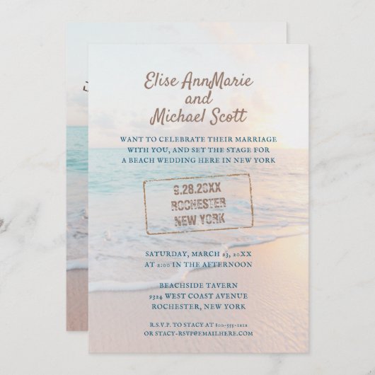 Beach Weddenschap Stamp thuis Kaart (Voorkant / Achterkant)