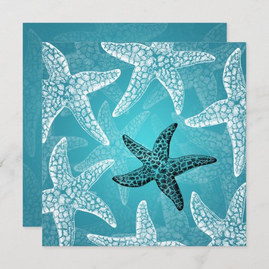 Beach Weddenschap Starfish Blue Kaart (Voorkant / Achterkant)