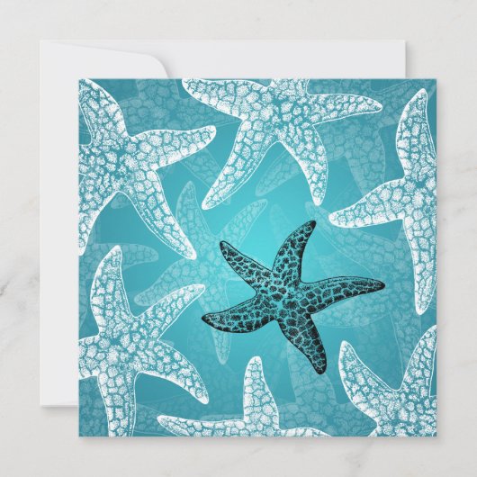 Beach Weddenschap Starfish Blue Kaart (Voorkant)