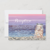 Beach Weddenschap Starfish & Mason Jar Reception Kaart (Voorkant)