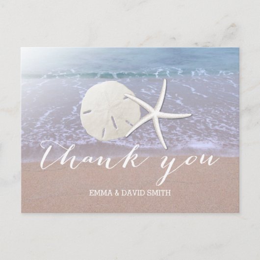 Beach Weddenschap Starfish & Sand Dollar bedankt Briefkaart (Voorkant)
