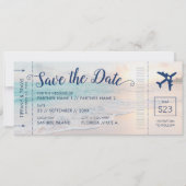 Beach Weddenschap Sunset Boarding Pass Save the Da Aankondiging (Voorkant)