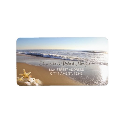 Beach Weddenschap Sunset Seashells Label (Voorkant)
