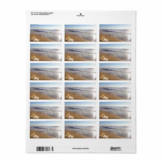 Beach Weddenschap Sunset Seashells Label (Full Sheet)