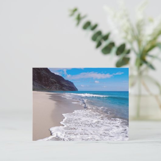 Beach Weddenschap Theme Foto bewaart de data Aankondigingskaart (Staand voorkant)