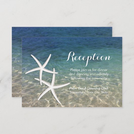 Beach Weddenschap Tropical Starfish Reception Kaart (Voorkant / Achterkant)