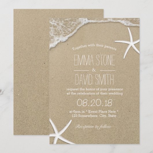 Beach Weddenschap Tropical Starfish & Waves Kaart (Voorkant / Achterkant)