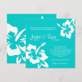 Beach Weddenschap Uitnodiging Hibiscus Flower Blue (Voorkant / Achterkant)