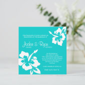 Beach Weddenschap Uitnodiging Hibiscus Flower Blue (Staand voorkant)